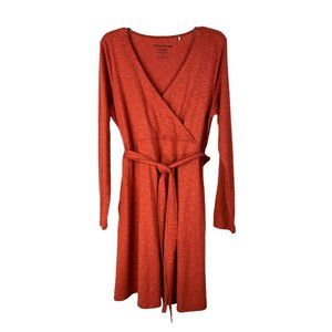 Toad & Co A-Line XL Dress Pockets Women’s Orange Long Sleeve Organic Cotton +